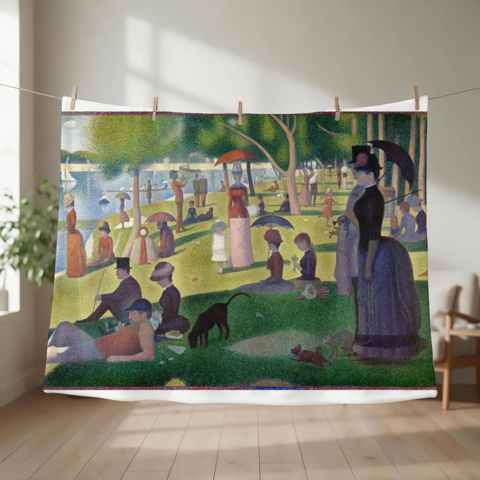 Seurat Sunday Throw Blanket Picnic Retros Soft Plush Plaid christmas gifts Blankets