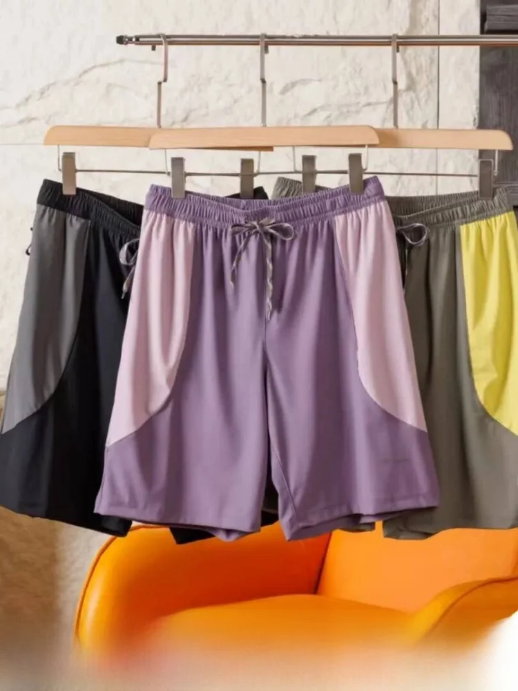 Ice Sensation King Burst! Color Block! 3D Tailoring! Quick Dry Breathable Men's Outdoor Summer Sports Shorts Trendy