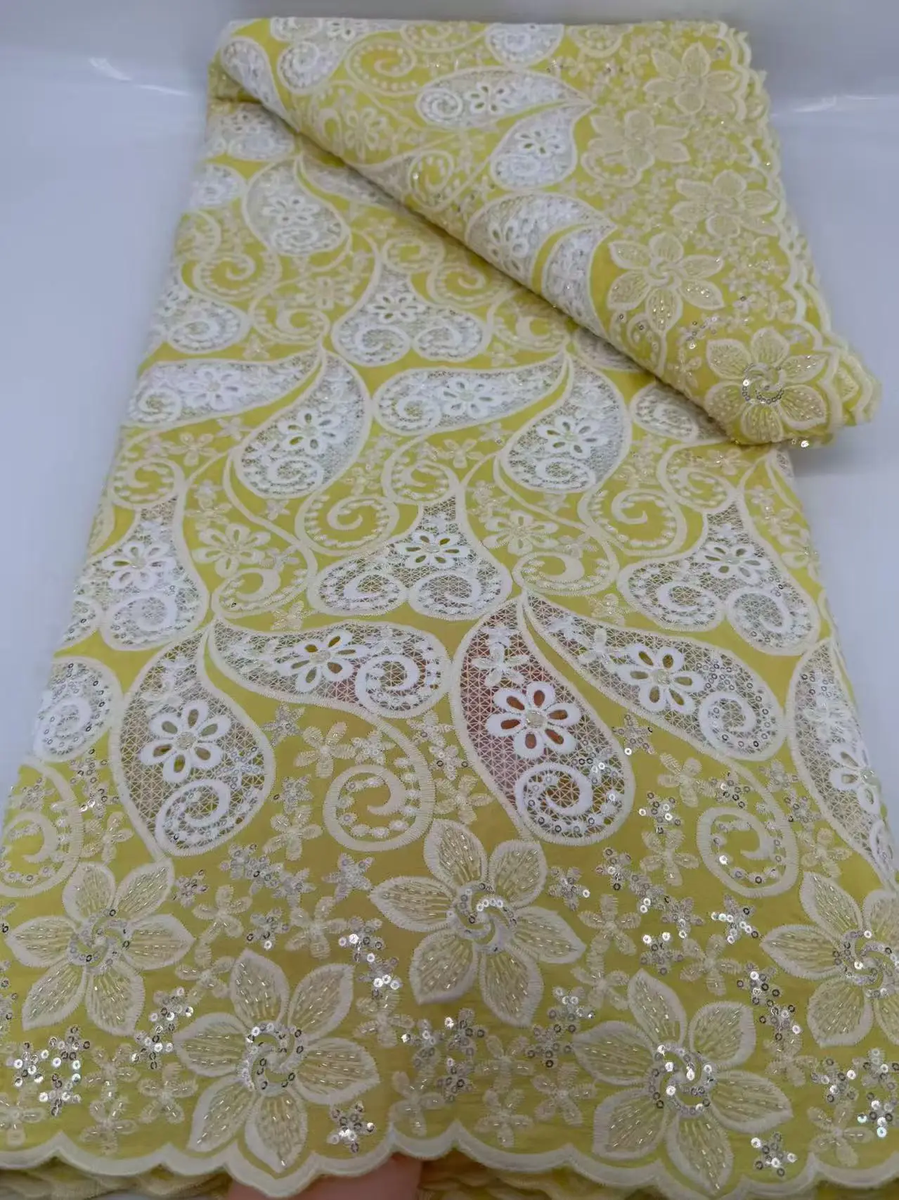 

African Cord Guipure Lace Fabric High-Quality Nigerian 2026 French Asoebi Chantilly Water Soluble for Party Dresses