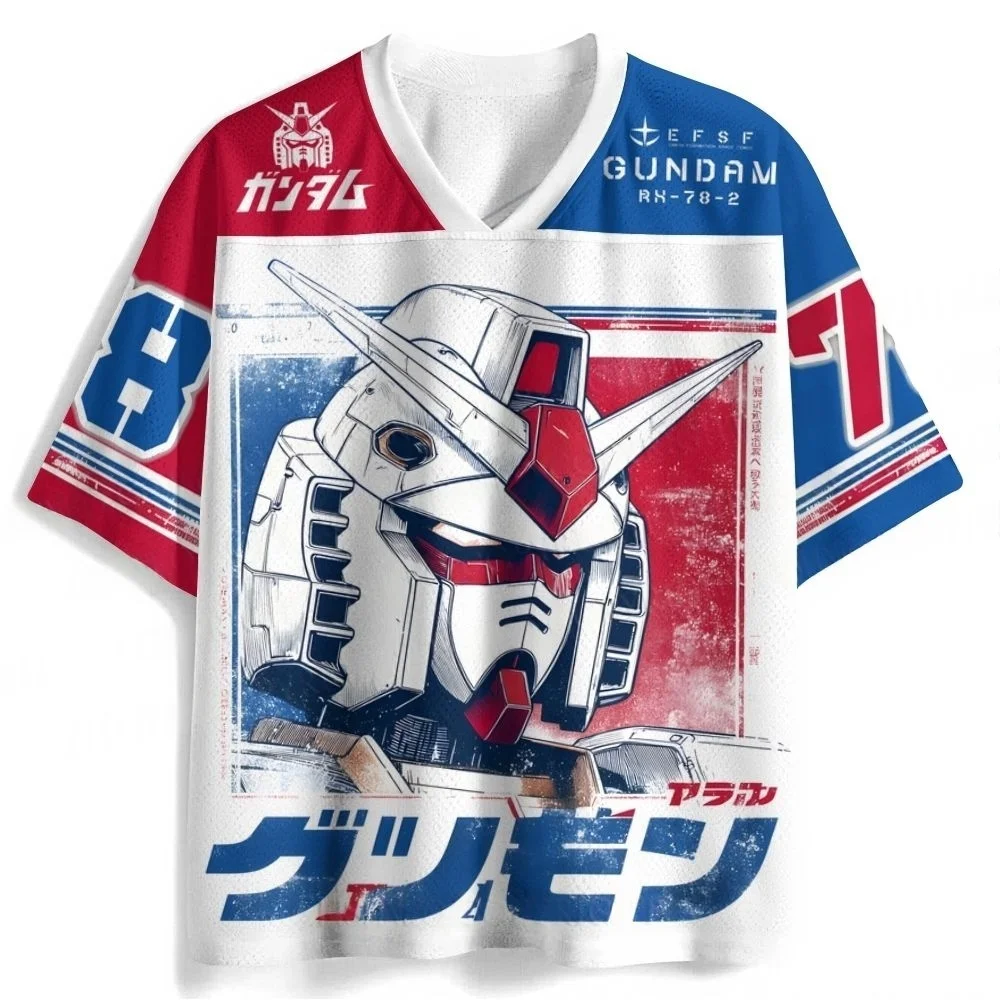 Children's, Men's, and Women's American Vintage Mecha Style 3D Printing, with Niche Hip-hop Short Sleeved Jerseys for Fans