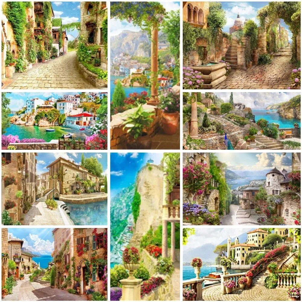 Landscape Seaside Town Paint By Numbers Acrylic Paint Crafts Kits For Adults Home Decoration Mother's Gift Dropshipping 2023 HOT