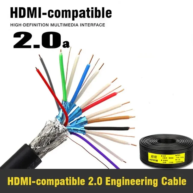 19-pinowy miedziany kabel kompatybilny z HDMI wersja 2.0 4K HDMI drut konstrukcyjny wbudowana okablowanie DIY linia spawalnicza 24/16/28/30AWG 1 metr