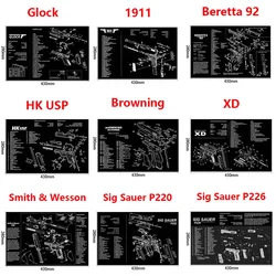 280x430mm Gun Cleaning Rubber Mat With Parts Diagram Instructions Mouse Pad For 1911 Glock HK USP M92 P220 226