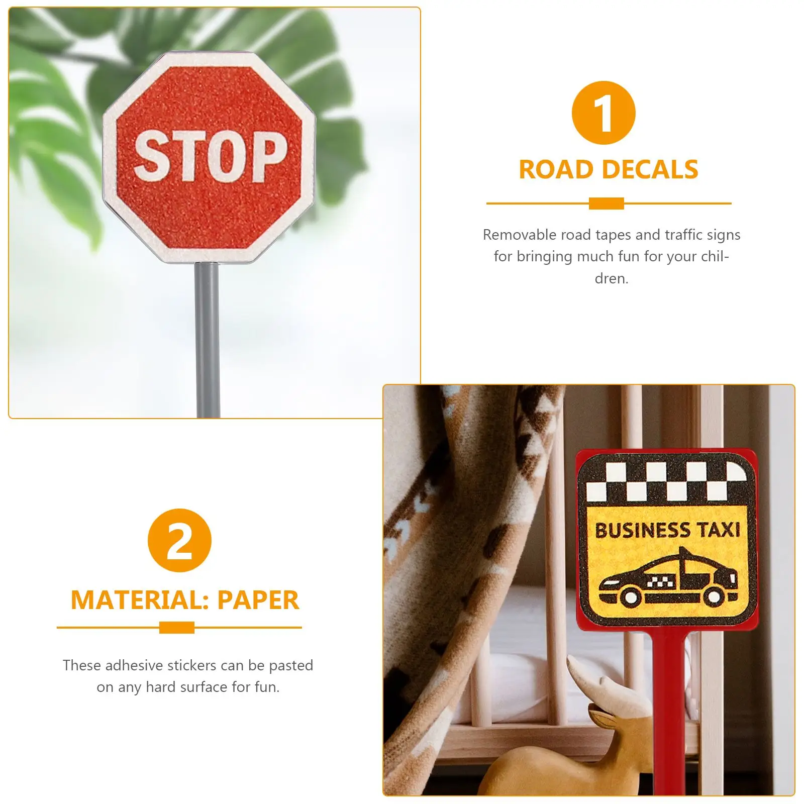 10 Sheets Traffic Sign Stickers Small Size Kids Adults Removable Road Decals Signs Mini Stop Educational Toy
