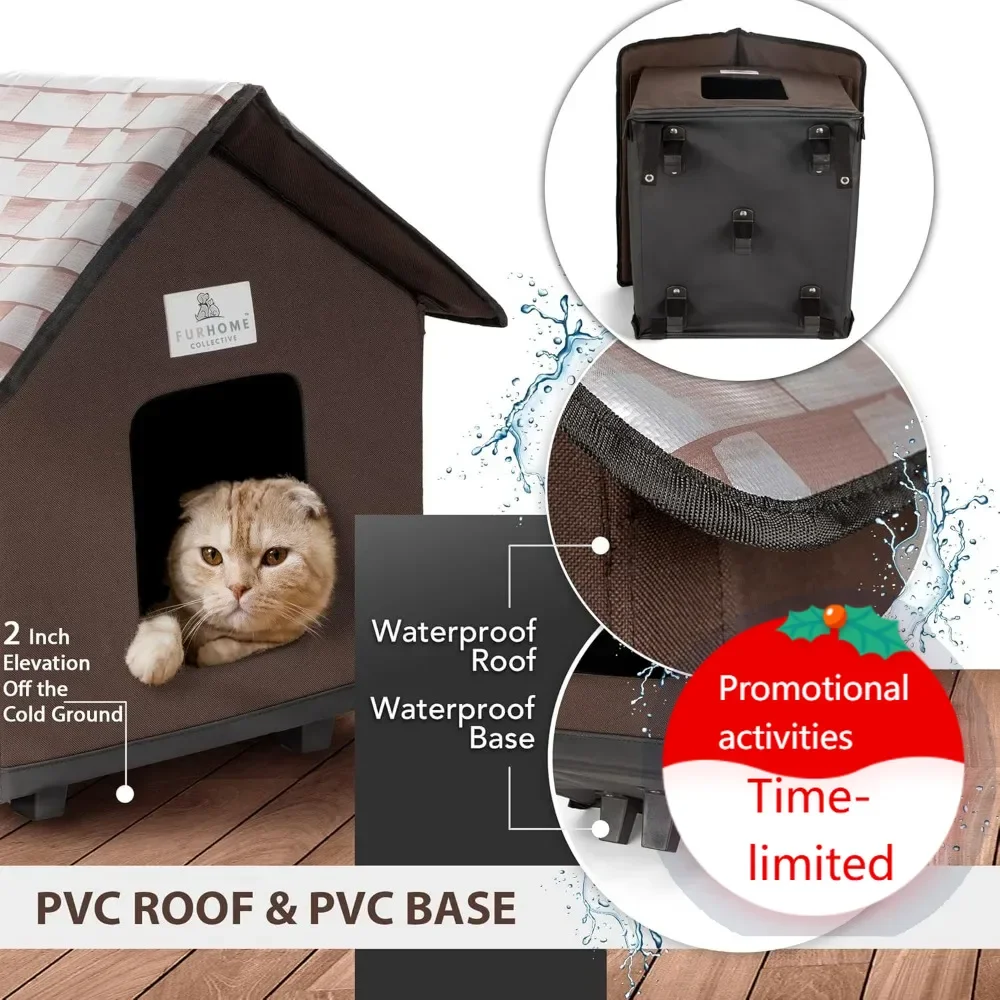 

Hot salesHeated Outdoor Cat House Waterproof Insulated Elevated Shelter with Heating Pad Easy Assembly for Winter Cats