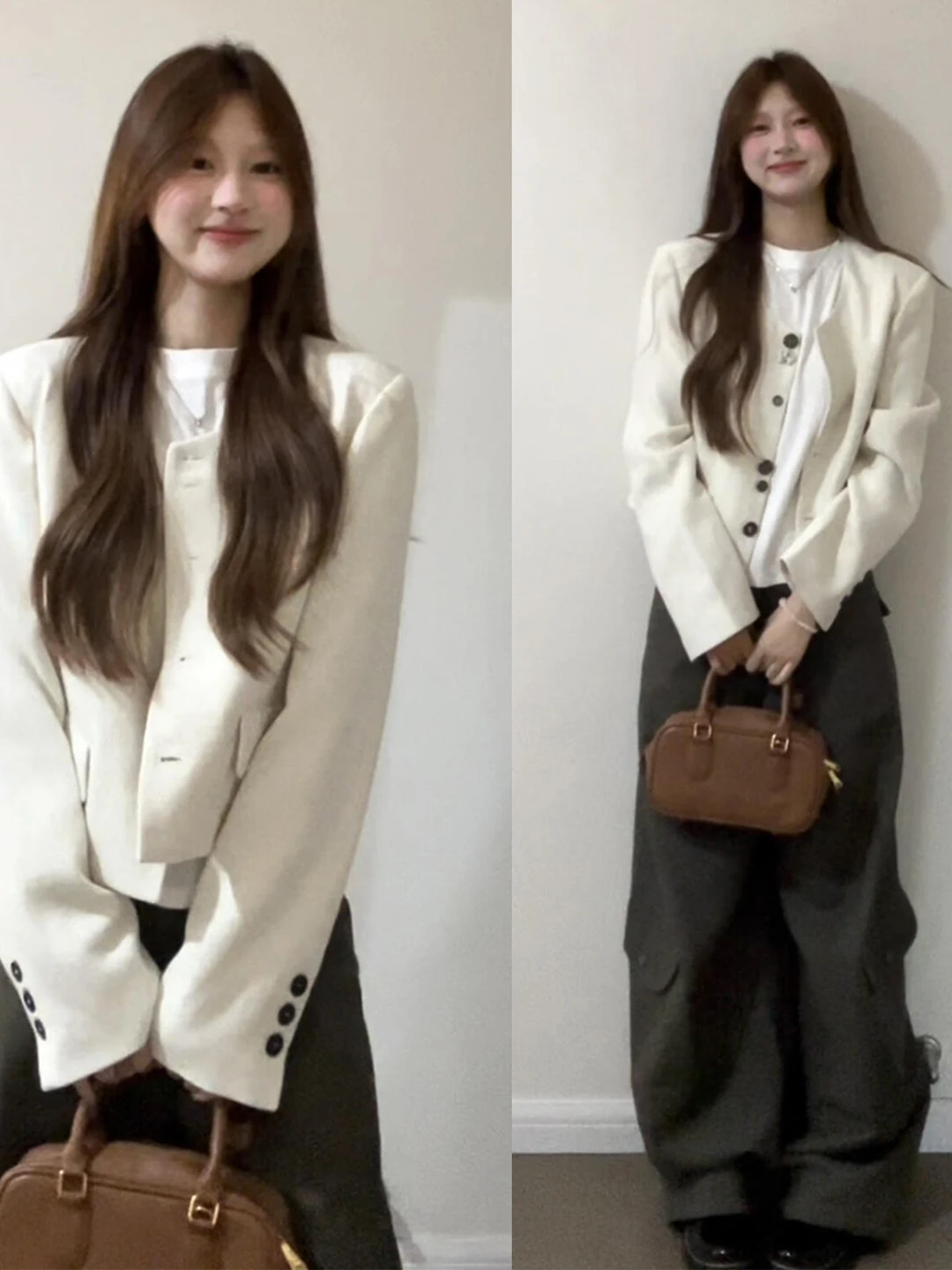 

White Short Jacket Women's Korean Style Spring 2026 New Fashion High-End Sensation Fragrant Wind Top Polyester Fiber