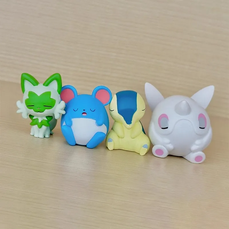 TOMY Original 4 Uds Gashapon Pokémon figuras de Anime juguetes para niños regalo adornos de modelos coleccionables