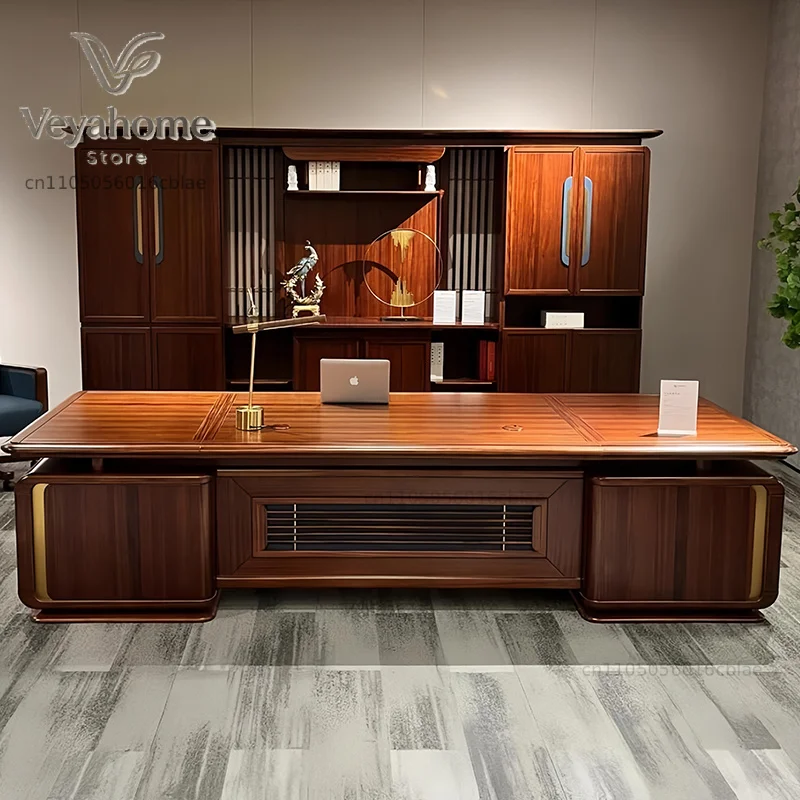Brown Wood Executive Office Desk Modern Strong Luxury Gaming Computer Desk Study Large Mesa Escriotorio Work Station Table