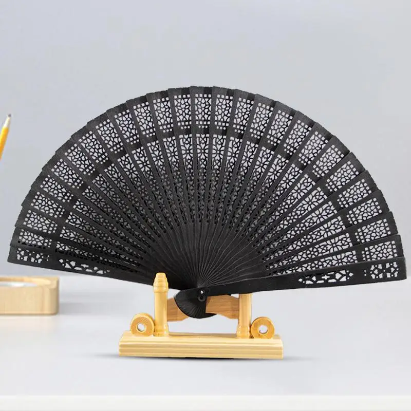 Wooden Folding Fan Hollow Carving Hand Fan Wedding Decoration Handmade Fan Crafts for Photo Props Bridal Showers Wedding Guests