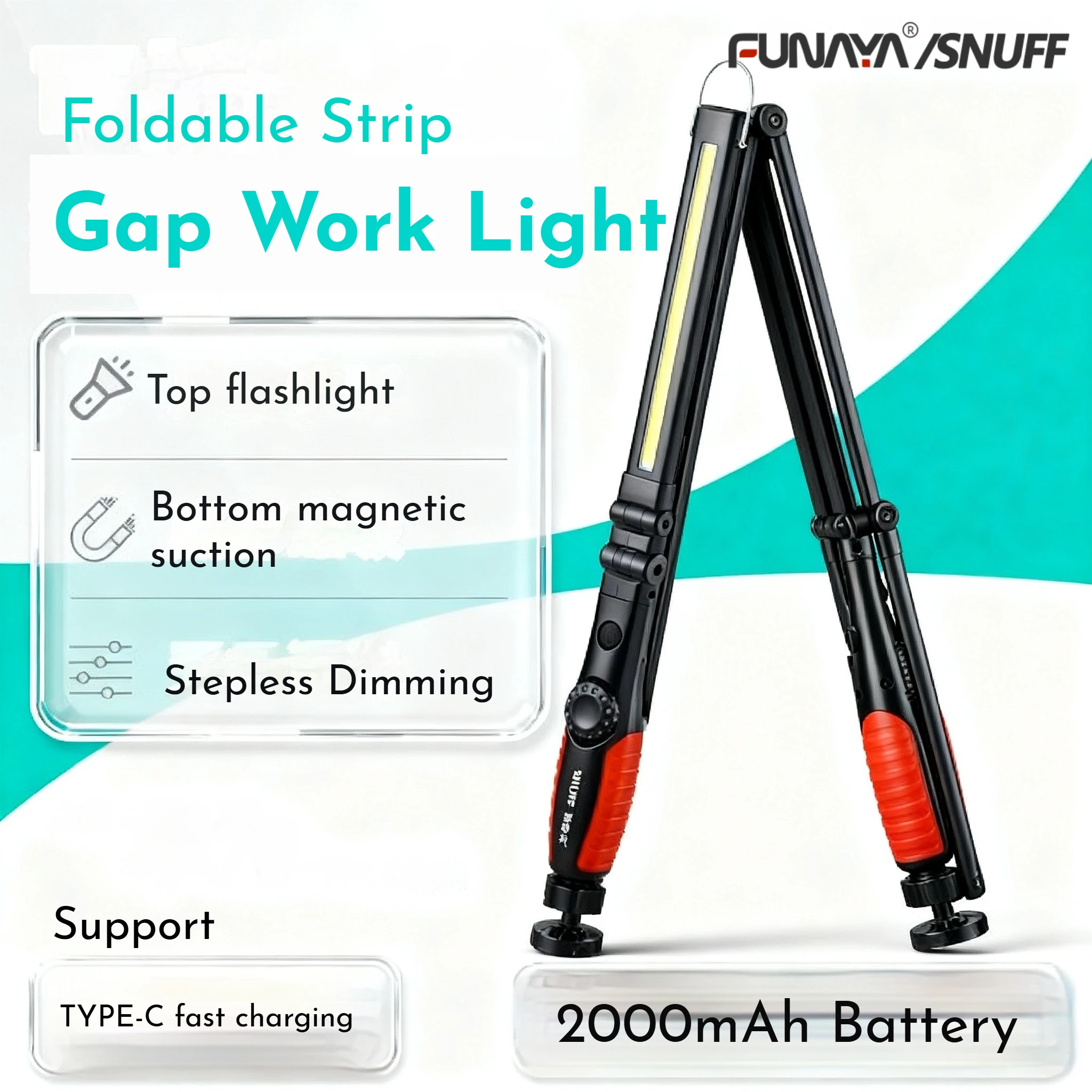

FUNAYA Work Light Outdoor Foldable Bright Strong Magnet Auto Repair Lamp Waterproof Shockproof Rechargeable Flashlight