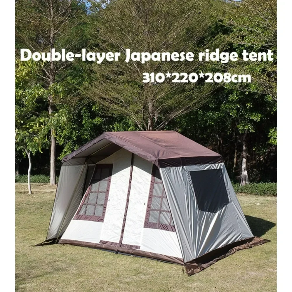 

Outdoor camping, park picnic camping, double-layer, with front hall, lattice window, small ridge, house-shaped tent