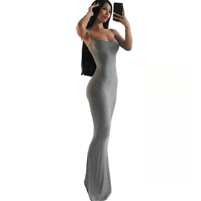 2026 Spring Summer Women Party Y2K Concise Bodycon Elegant Dresses Clothing Satin Slip Sleeveless Backless Slim Sexy Maxi Dress