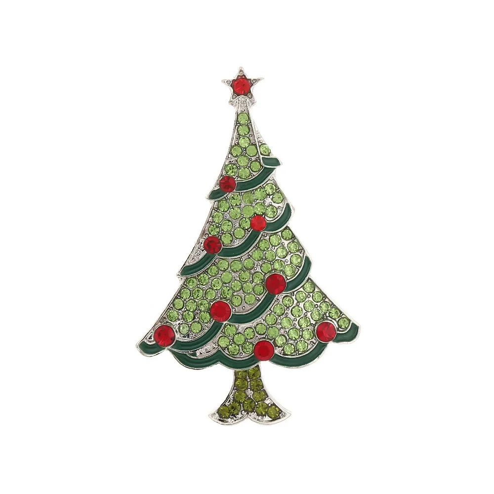 Christmas Rhinestone Christmas Tree Brooch for Women Unisex Enamel Botanical Pin Office Party Friend Gifts Jewelry Accessories