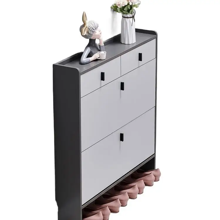 

Ультратонкий шкаф для обуви 17 см, легкая роскошная дверь, простая современная полка для хранения вещей, узкое домашнее опрокидывающееся ведро, маленькая стойка