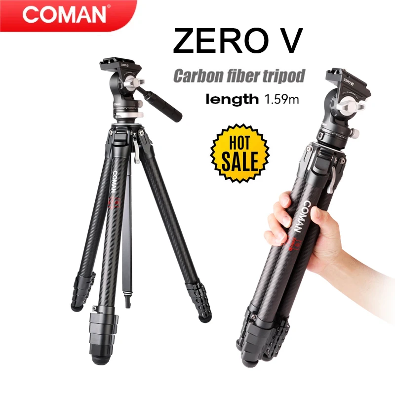 

Coman Zero V Lightweight Travel Tripod Full Carbon Fiber Professional Photography Outdoor DSLR Camera Tripod With Gimbal Head