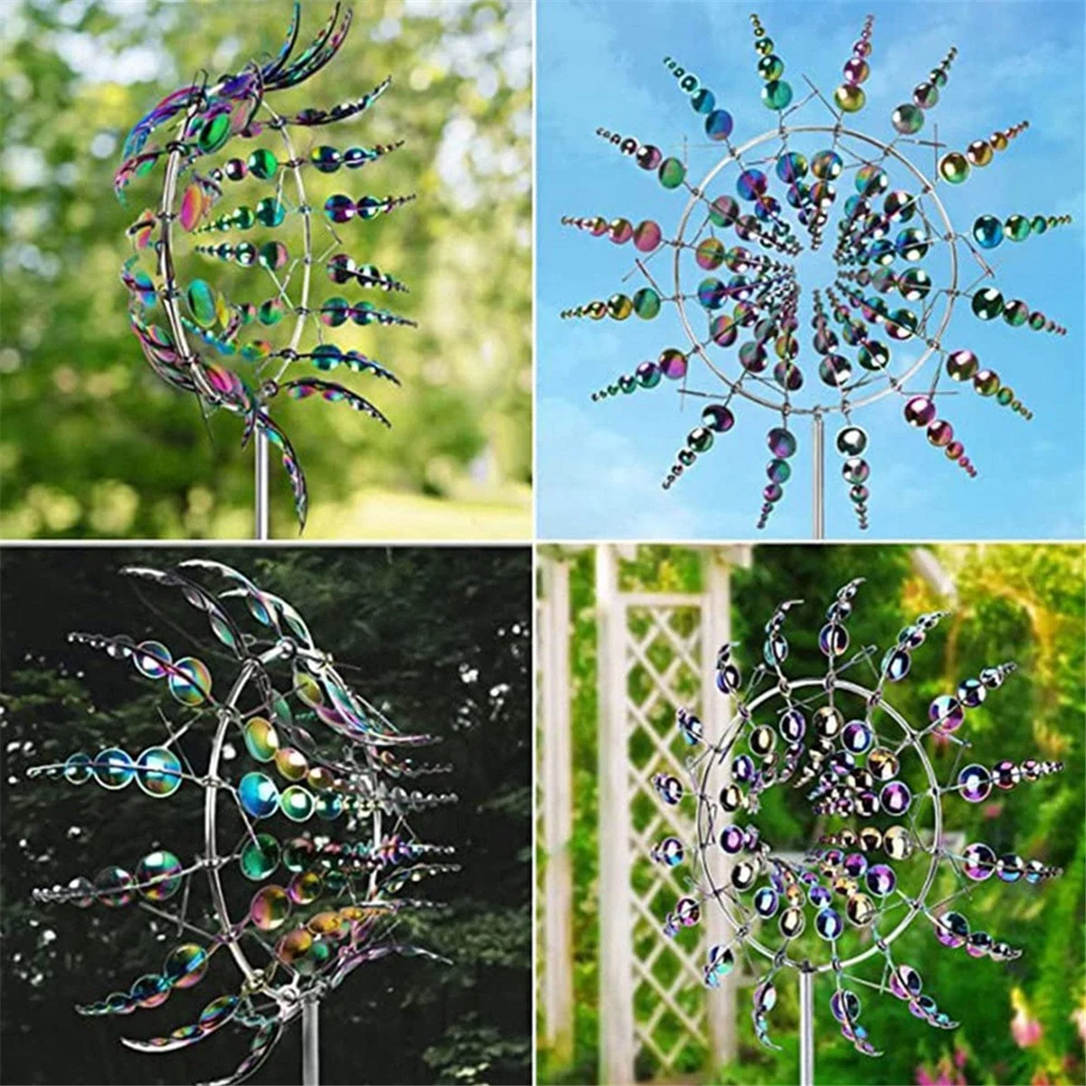 Magical Metal Wind Spinner, Ornament Spinners, Windmill for Garden, for Garden, Terrace, Lawn, Courtyard Landscape E