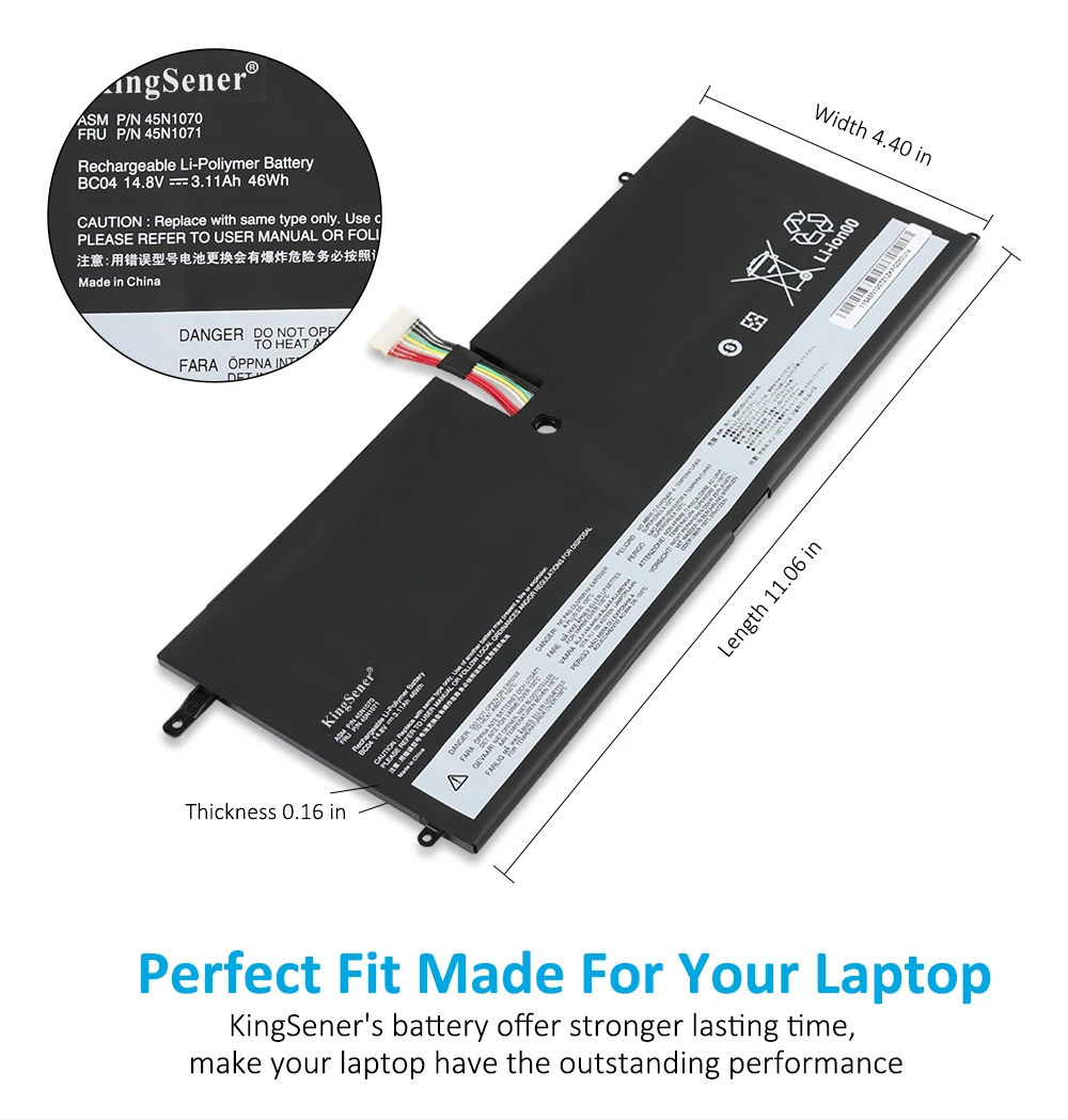 Imagem -04 - Kingsener 45n1070 45n1071 x1 Carbono da Bateria do Portátil para Lenovo Thinkpad 3444 3448 3460 Série 14.8v 3.11ah 46wh