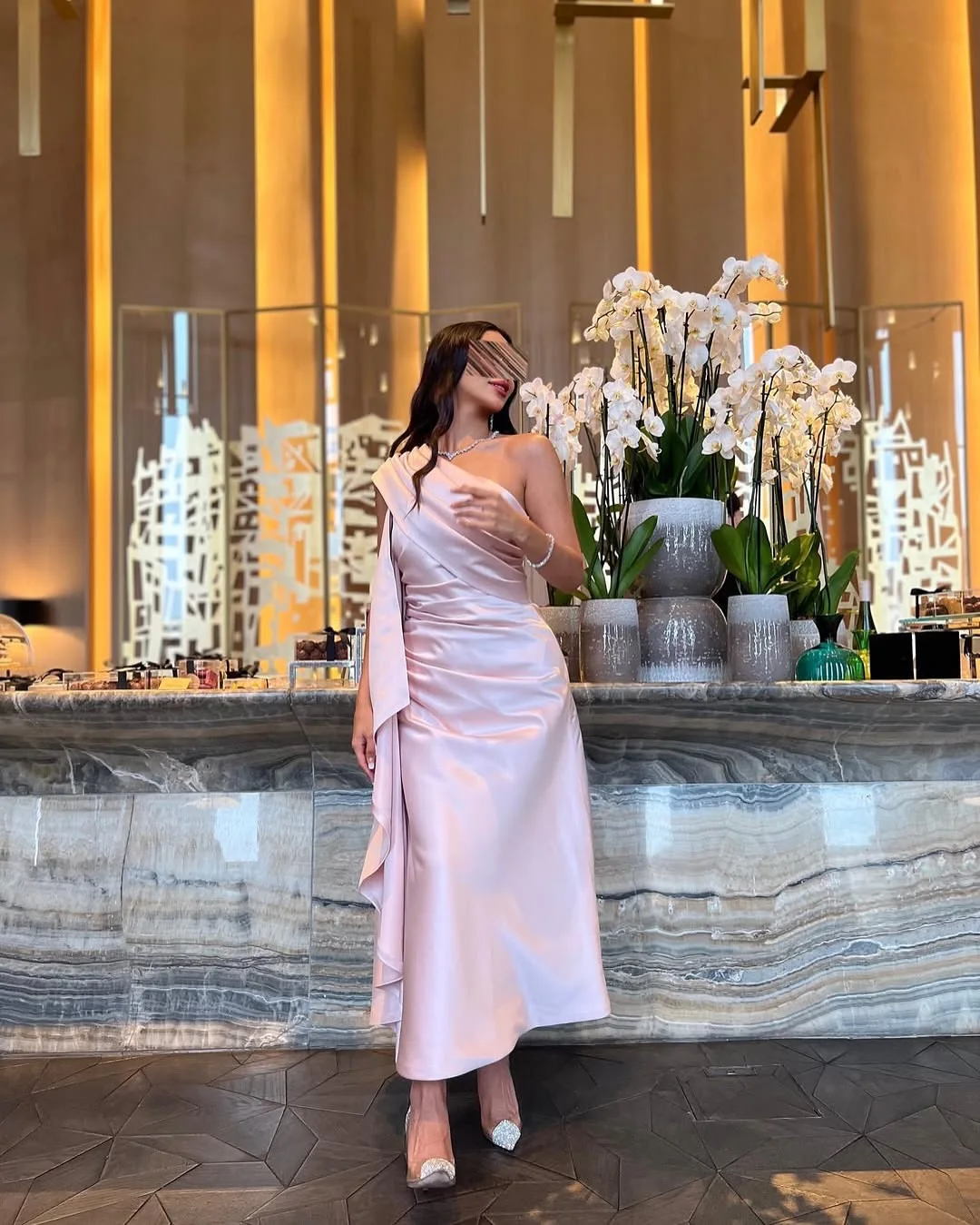 

customized Elegant Prom Dresses Pink One Sleeveless Evening Dresses Mermaid Robes De Party Dresses فساتين مناس