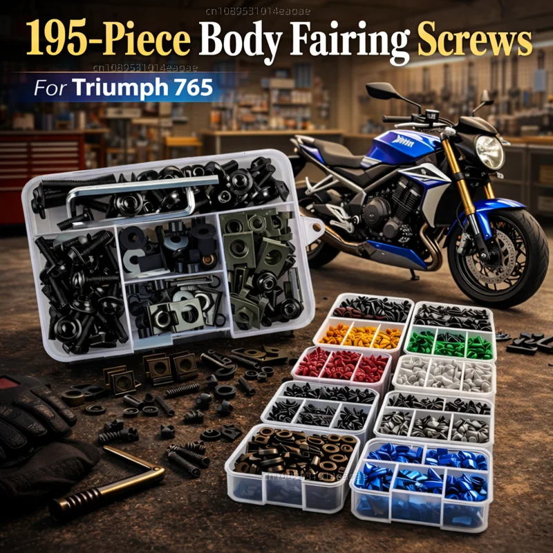195pcs Motorcycle Fairing Bolts Body Screws Nuts For Triumph Street Triple 765 RS /S/R 675 daytona Trident 660 Kit Aluminum CNC