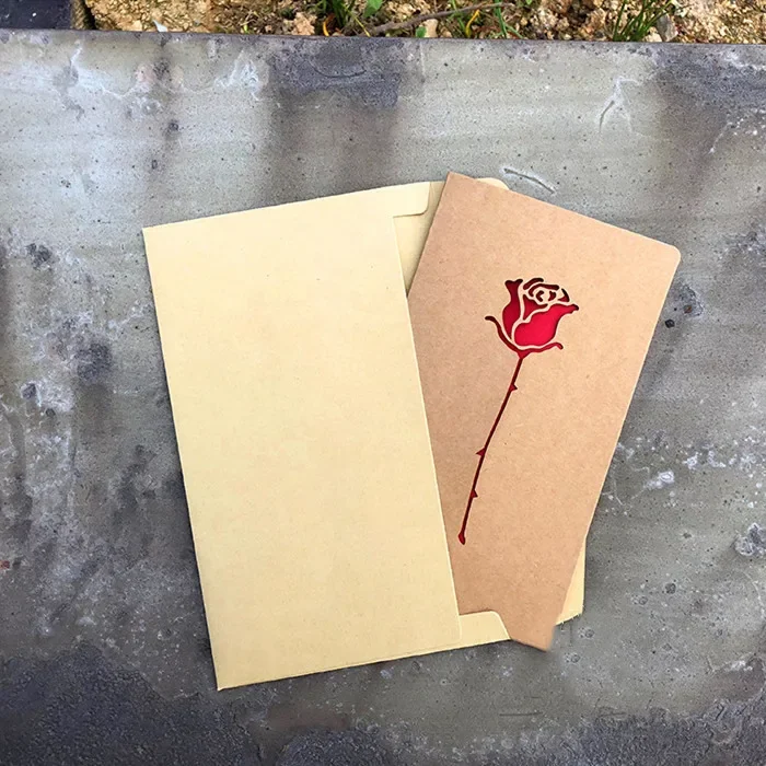 1pcs of Hollow Valentine\'s Day Mother\'s Day Greeting Card / Kraft Paper Card Holiday Cards Birthday Cards Blessing Gift Card