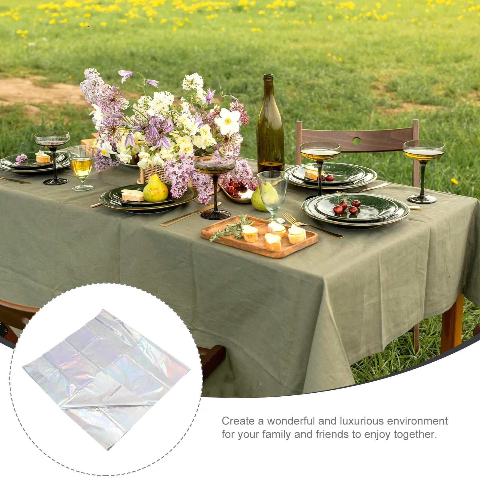 

Premium Foil Tablecloths Shiny Disposable Table Covers Wedding Party Decoration Film Table Cover For Birthday Baby Shower