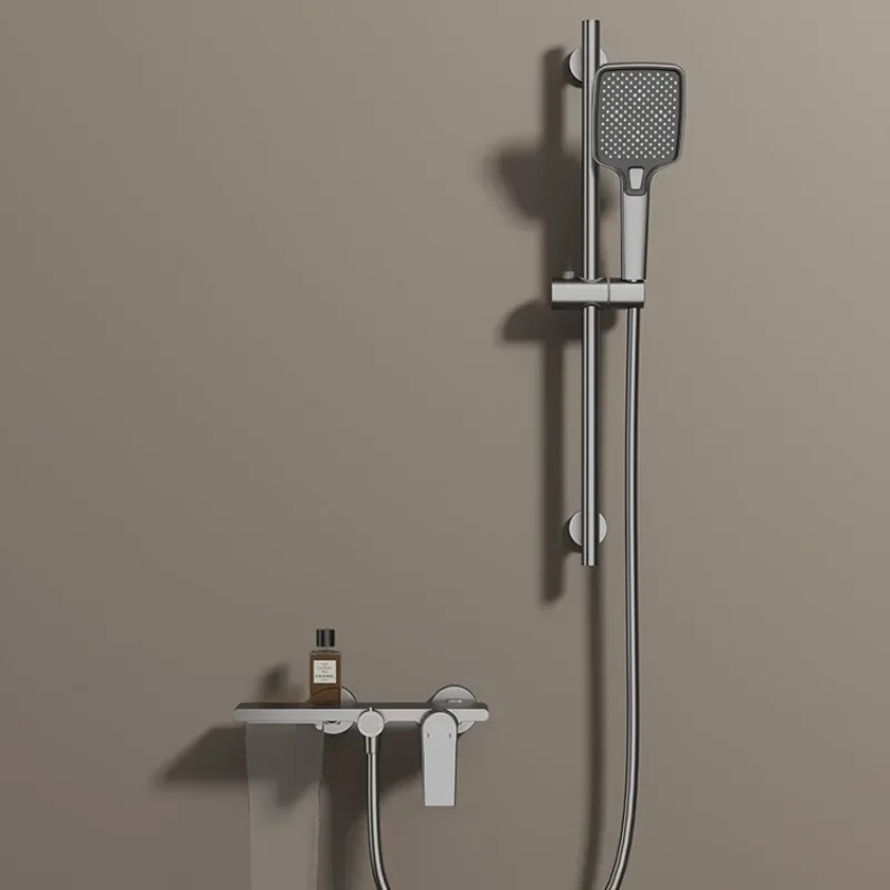 Gunmetal Brass Bathroom Adjustable Shower Faucet Set Hot And Cold Water Mixer Bathtub Taps