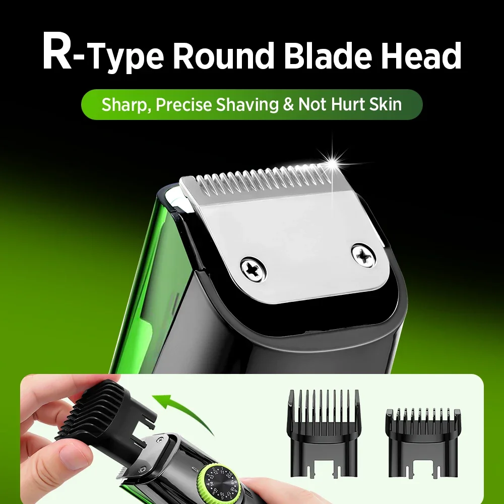 Vacuum Hair Clipper Men LCD Rechargeable Beard Trimmer Self Hair Cutting Kit Cordless Barber IPX6 Washable 20 Lengths Gift
