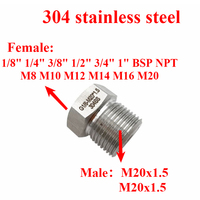 M20 Male to Female M8 10 12 14 16 20 1/8\