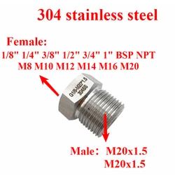 M20 Male to Female M8 10 12 14 16 20 1/8