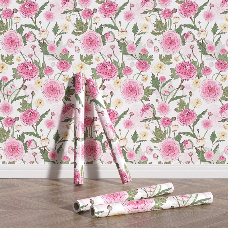 

Furniture Waterproof Scratch Resistant Durable Wallpaper Vinyl Pvc Floral Wallpaper Self Adhesive Peel And Stick Pink Wallpaper