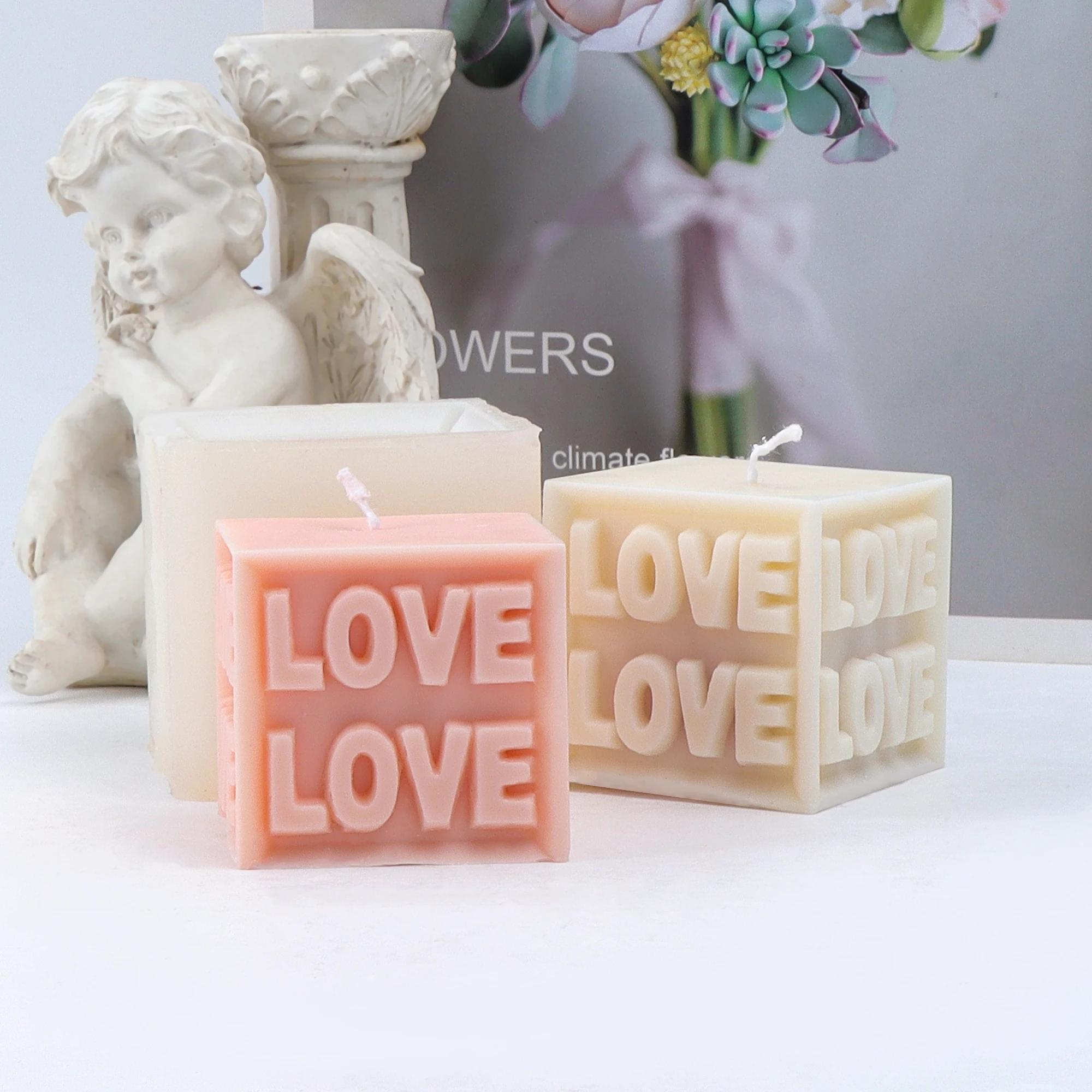 

Love Slogan 3D Candle Mold Silicone Alphabet Letter Pillar Resin Mould DIY Handmade Soap Tool Gift
