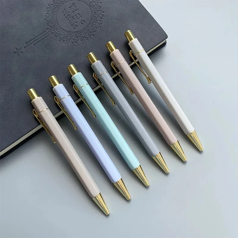 1 Pcs Macaron Color Ballpoint Pen Half Metal Luxury Ball Pen Novelty Pens Rose Gold Stationery School Office Supplies Fashion