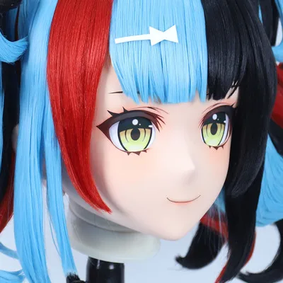 (C-04)Customize Character Resin Full Head With Back Shell Japanese Animego Cosplay Crossdressing Anime Kigurumi Mask With Lock