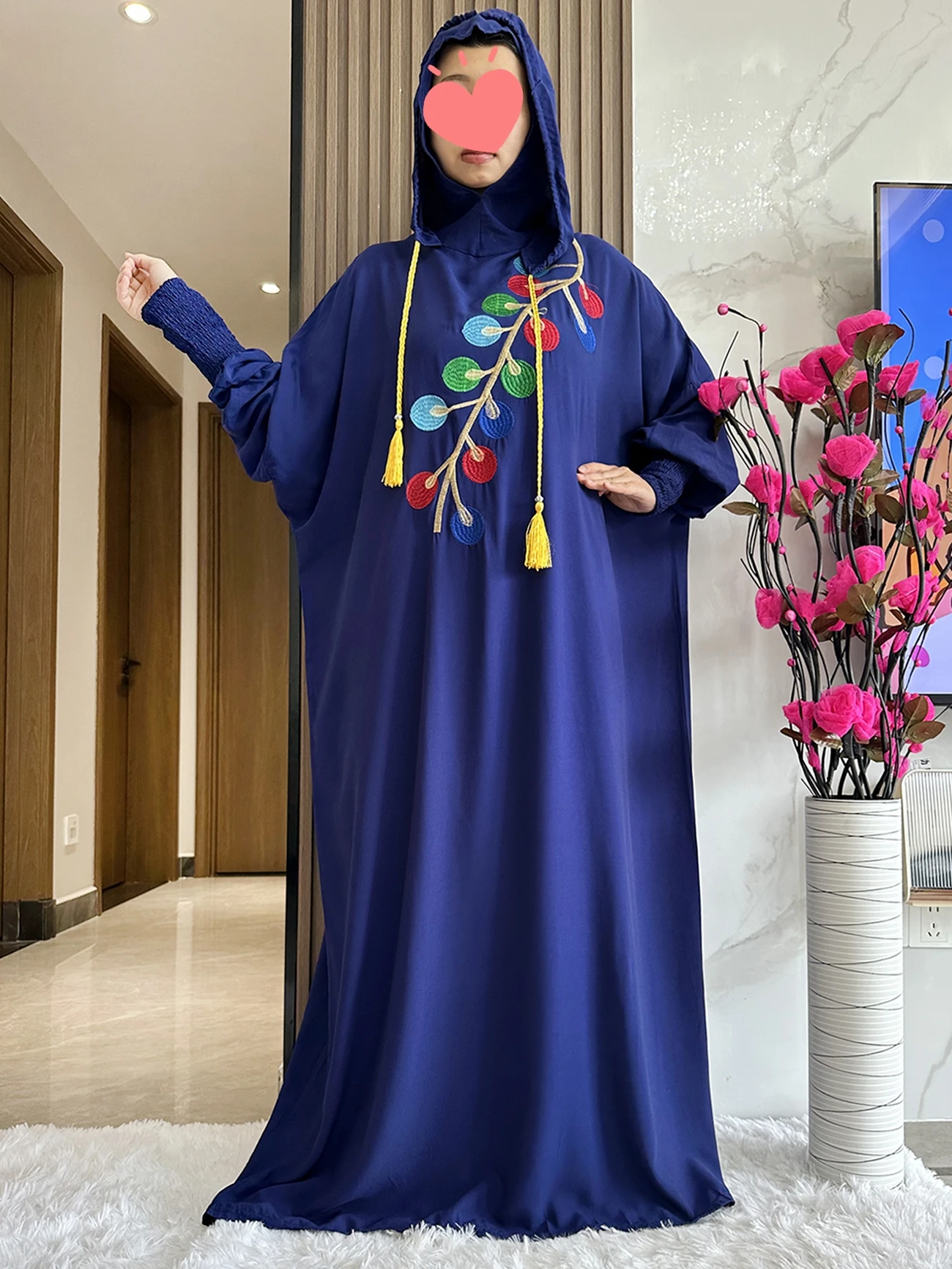 2024 New Ramadan Muslim Two Hats Abaya Dubai Turkey Islam Prayer Clothes 100% Cotton Fabric Dresses Islam Women Dress Kaftan