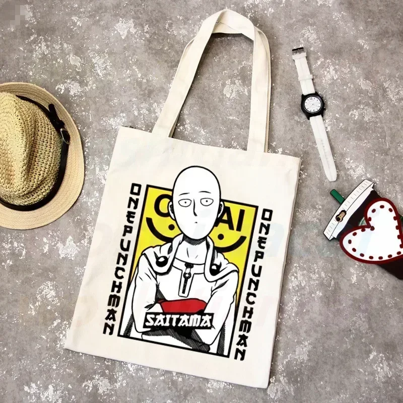 One Punch Man Shopping Bag Grocery Shopper Anime Genos Saitama Sensei Shopping Jute Bag Cotton Bag Jute