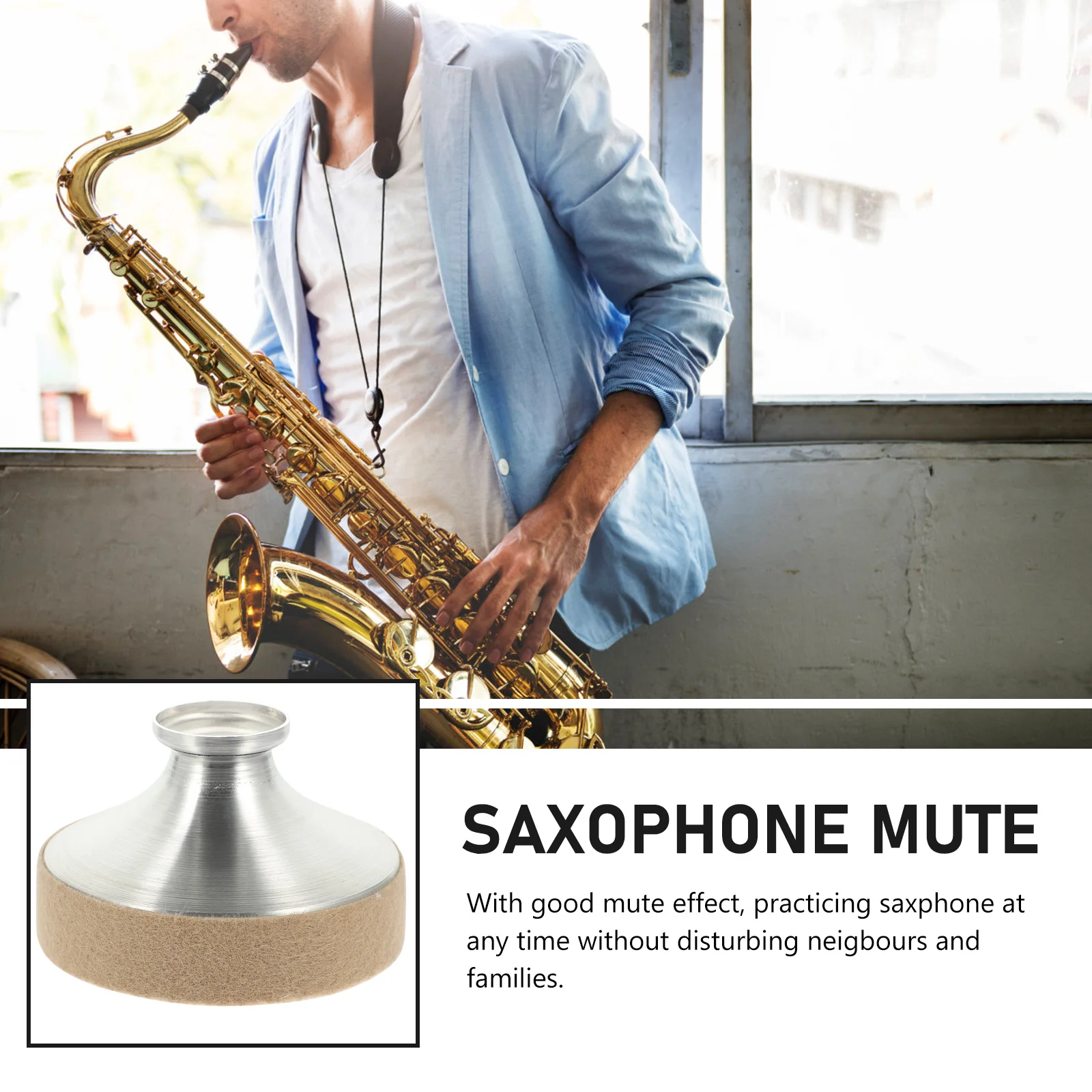 

Alto Saxophone Mute Aluminum Metal Dampener For Practice Noise Reduction Silent Training With Felt Protection Anti-Rust Sax