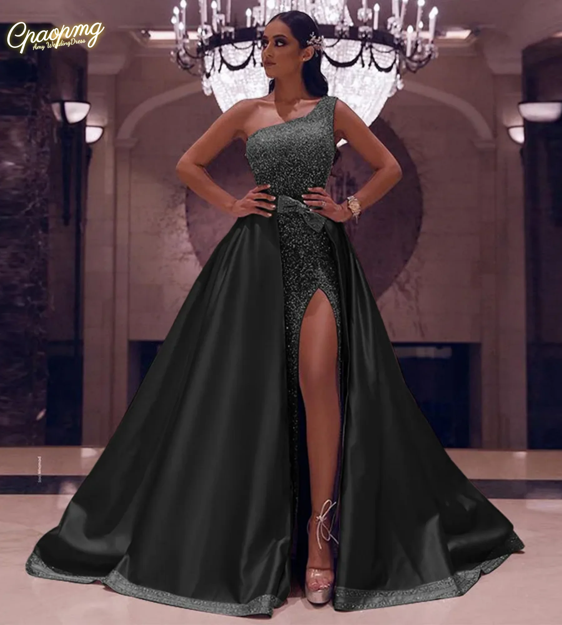 Personalizado nova moda feminina temperamento novo ombro esfregar chão vestido longo vestido de noite vestido longo