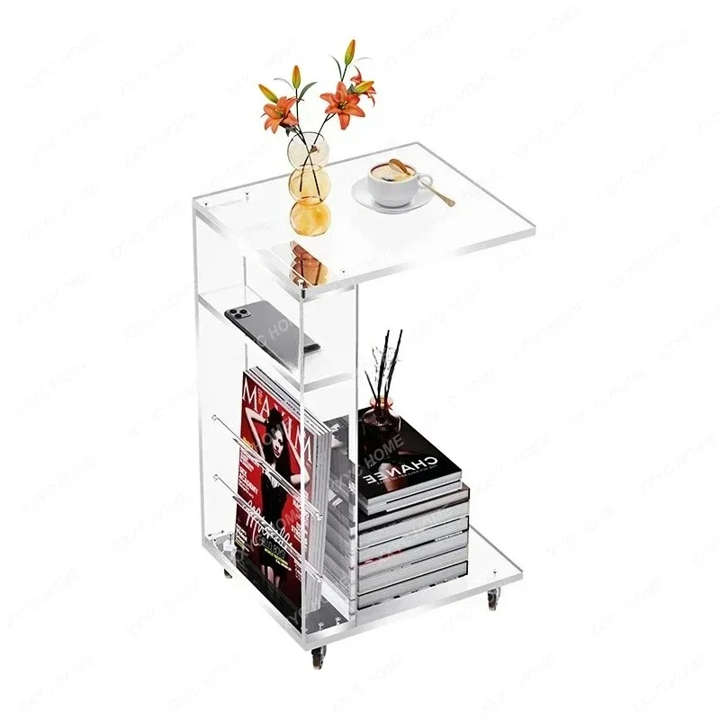 

Acrylic creative sofa side table modern simple living room small coffee table movable