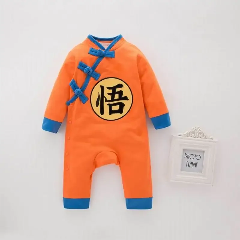 New Spring Autumn Toddler Boy Jumpsuit Chinese Style Collar Long Sleeve Romper Infant Newborn Outgoing Crawling Clothing E12391