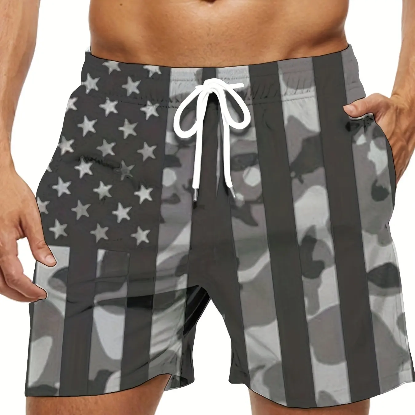 American Flag Print Swimwear Shorts Summer Men\'s Beach Shorts Breathable Short Quick Dry Sport Shorts Joggering Men Short Pant