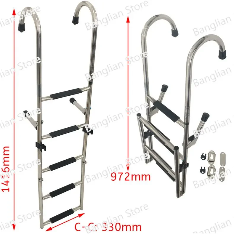 

Аксессуары для лодок 1,41 м, морская 5-ступенчатая лестница под платформой, телескопическая лестница из нержавеющей стали для посадки