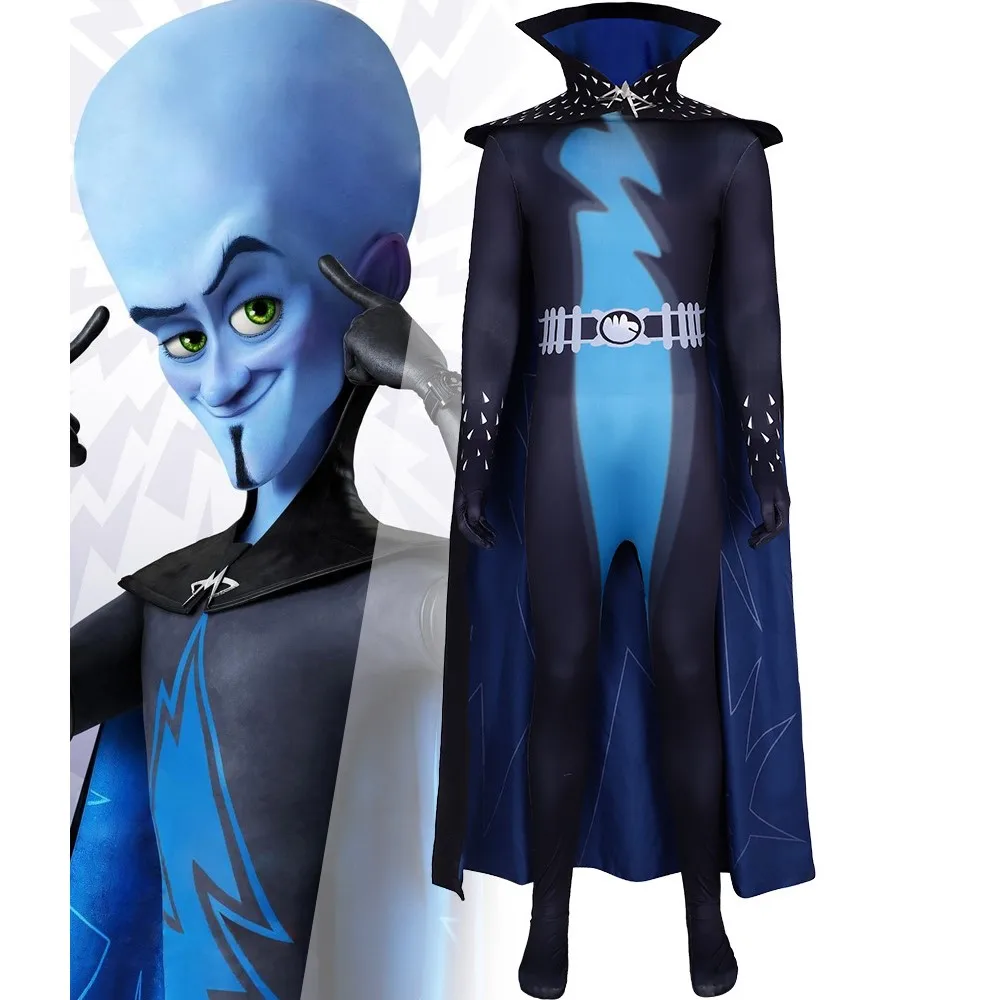Costume Megamind per uomo adulto Megamind Tuta cosplay Set completo per body cosplay per eroe di Halloween