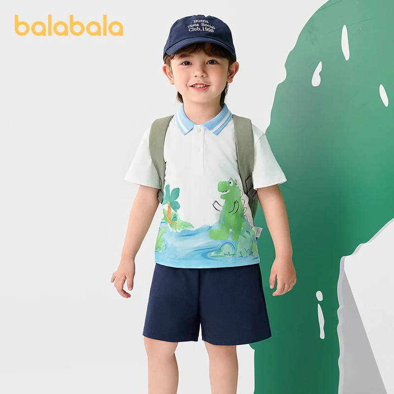 

Balabala Kids Set Boys Short Sleeve Two-Piece 2025 New Summer Outfit Fashion Comfortable Casual School Outfit for Everyday Style