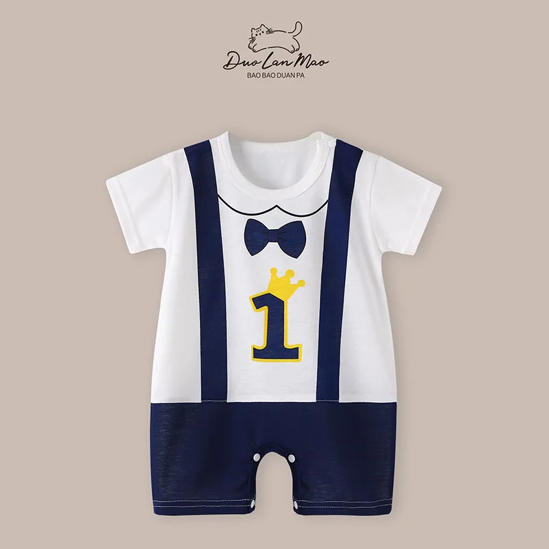 Baby Clothes Bodysuit for Newborn Infant Jumpsuit Boys Girls Letter Print Short Sleeves Romper Toddler Onesies 0 to 12 Months