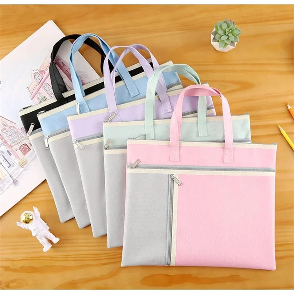 حقيبة محفظة فنية مع سحاب ومقبض حقيبة أكسفورد ذات سعة كبيرة حاوية تخزين الأعمال الفنية مقاس A3