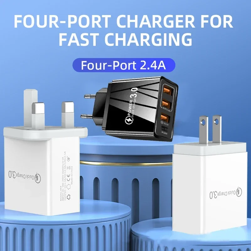 New 3USB Type-c Cell Phone Charger Multi-USB Europe And The United States British Specification Interface Travel Charging Head