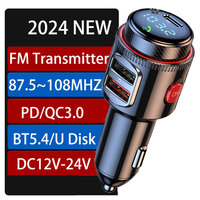 NEW Bluetooth 5.4 FM Transmitter Car Radio Adapter for Wireless Hands-Free Phone Call MP3 Music Player With QC3.0 Fast Charging