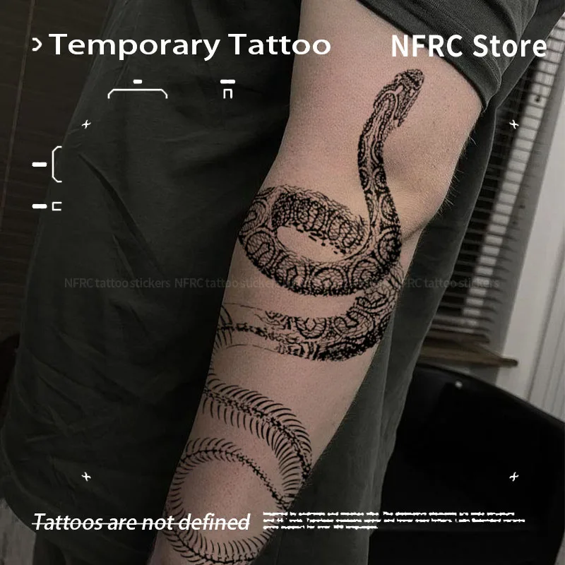 Punk Gothic Coiled Snake Herbal Juice Tattoo Sticker Temporary Tattoos Fake Sexy Adult Girl Tool New Toys Tatoo Stickers Hotwife