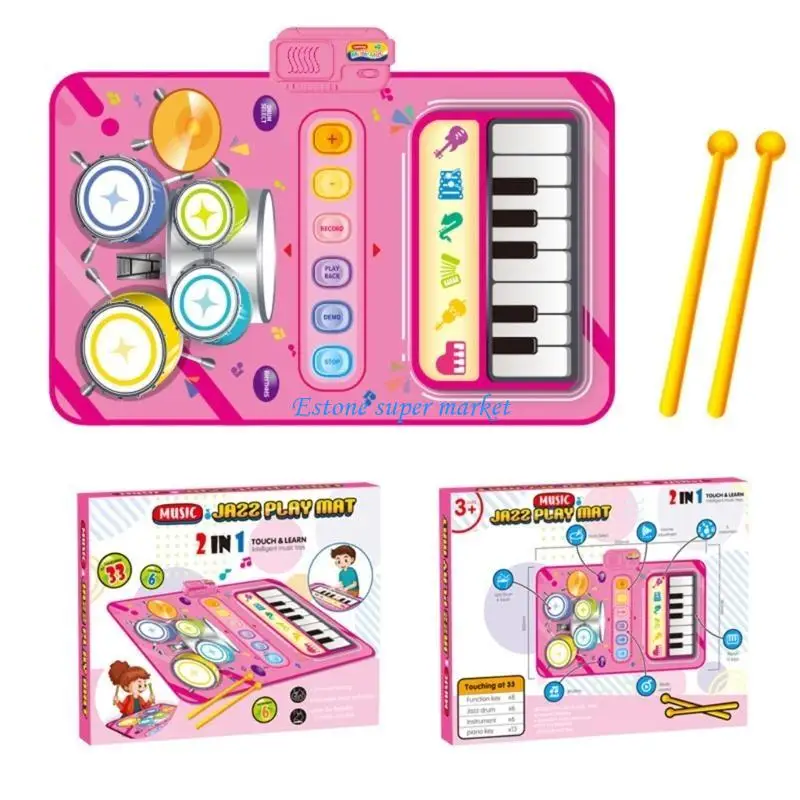 090B Tappetino musicale 2 in 1 Parent Kids per ragazze che combina tastiera pianoforte e batteria
