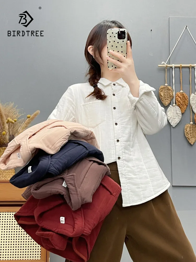 

New 2025 Winter Cotton Padded Jacket, Women Turn-down Collar Pocket, Mori Girl Fashion OL Commute Warm Loose Outerwear C5N521CC